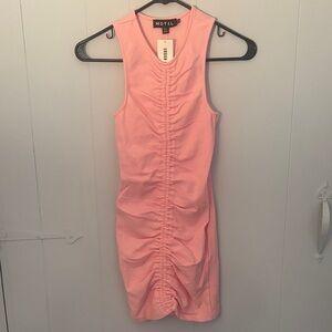 Urban Outfitters Pink Ruched Mini Dress